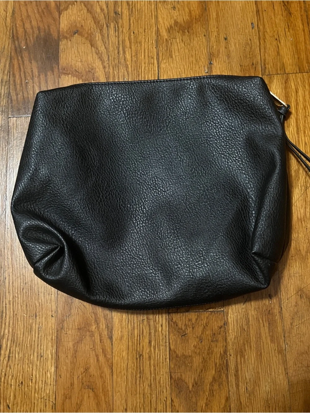 Steve Madden Classic Black Faux Leather Large Clutch Cosmetic Pouch